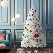 Alden Design White Hinged Spruce Artificial Christmas Tree, with Foldable Stand 6'